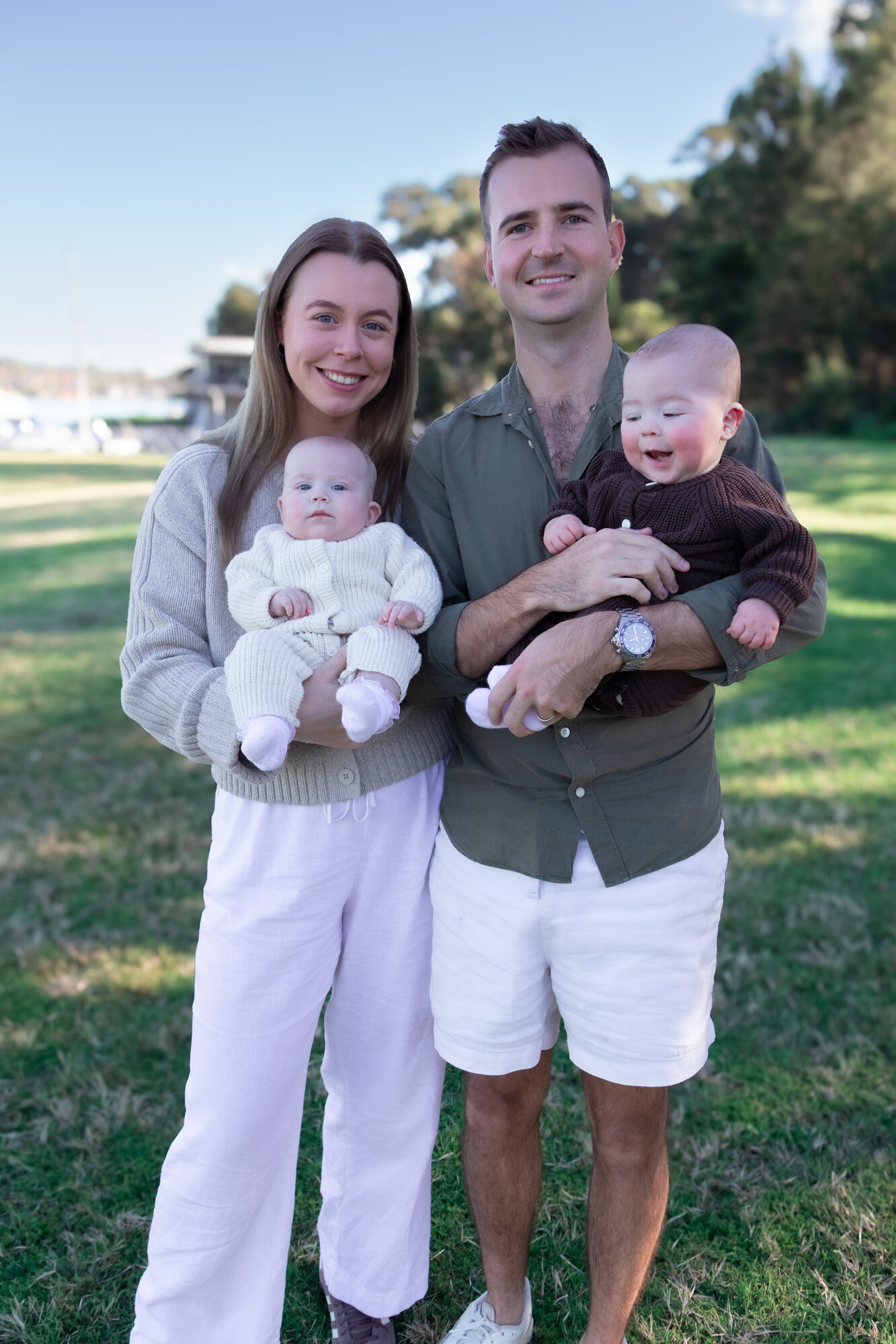 Family photography Sydney — parents with twins outdoors
